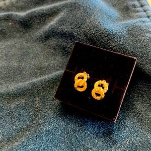 Gold clip on earrings with “diamond” chips - costume jewelry